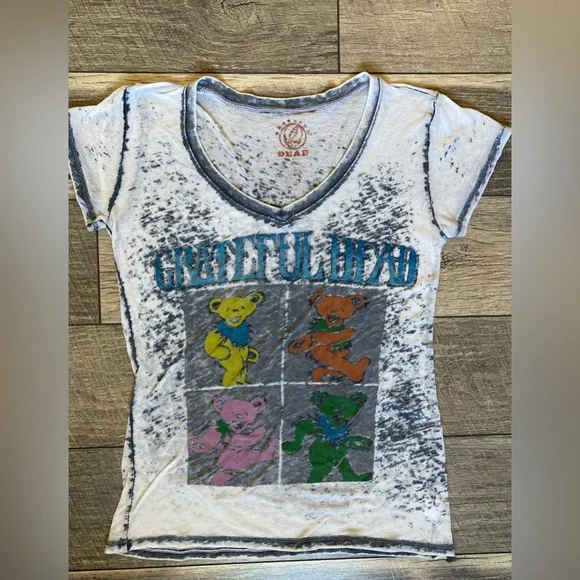 Grateful Dead Dancing Bear / Bears Graphic Tee Burnout Ladies Medium - Picture 1 of 5